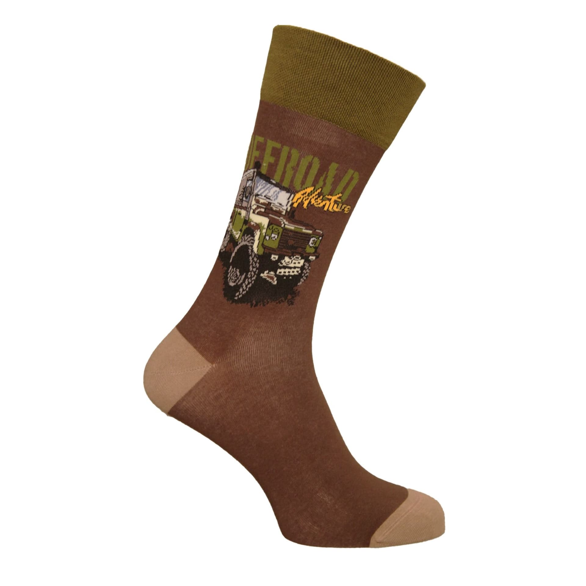 Simply Essentials Simply Essentials Men's Toys Safari Truck Socks in Brown