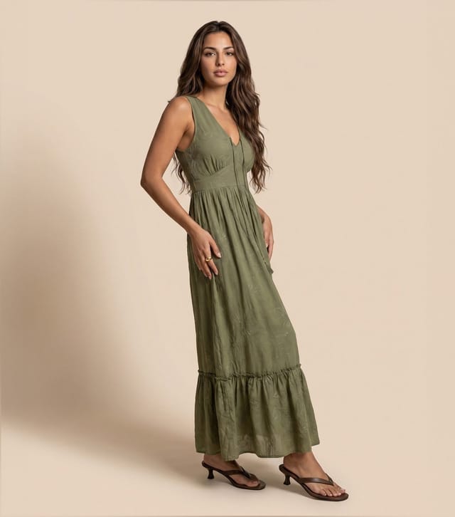 Urban Bliss Women's Light Khaki Embroidered Tassel Maxi Dress Urban Bliss New Look - 2