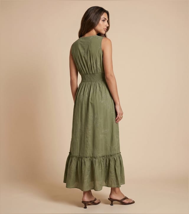 Urban Bliss Women's Light Khaki Embroidered Tassel Maxi Dress Urban Bliss New Look - 3