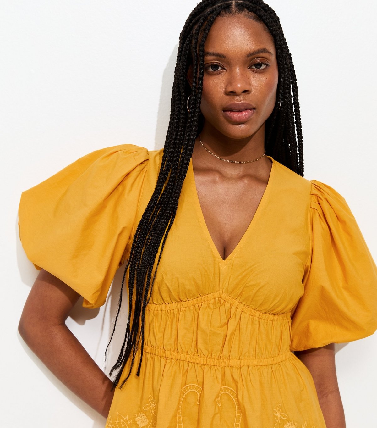 New Look Women's Yellow Embroidered Cutwork Mini Dress New Look - 3