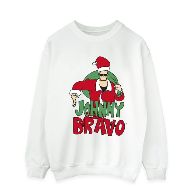 Johnny Bravo Johnny Bravo Men's Johnny Christmas Sweatshirt in White - 2