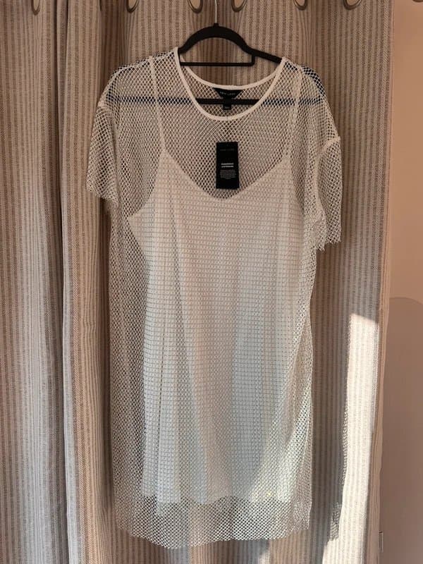 New Look New Look White Embellished Sequin Dress with Slip Dress