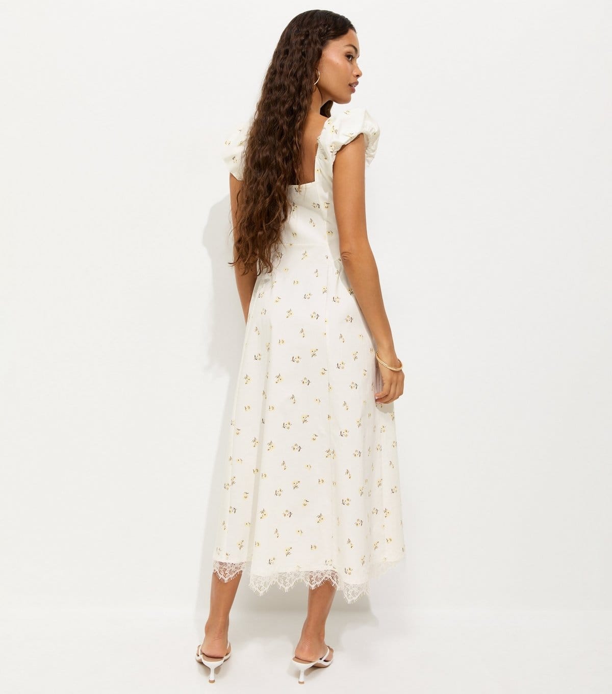 New Look Women's Petite Cream Floral Print Milkmaid Midi Dress New Look - 4