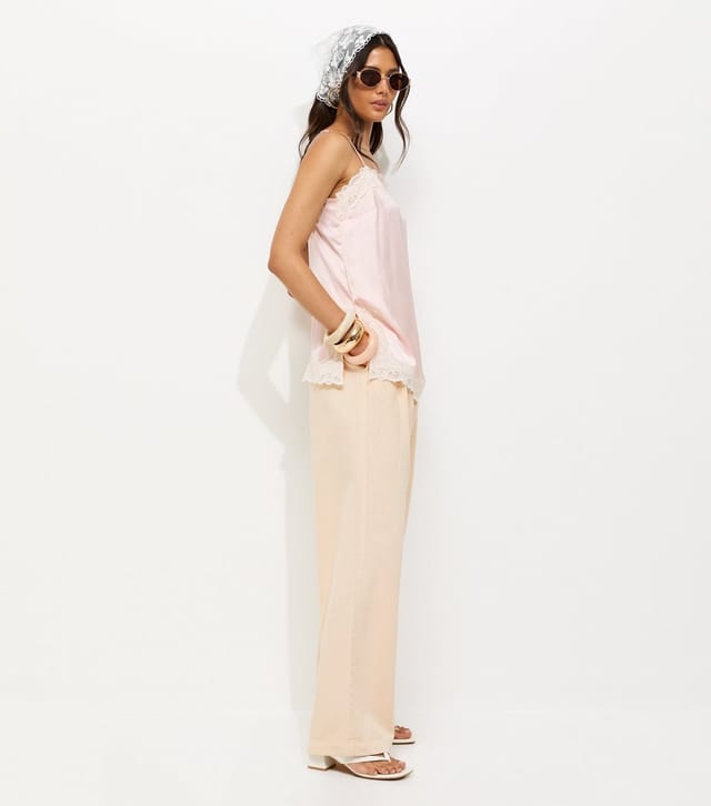 New Look Women's Off White Pleated Twill Wide Leg Trousers New Look - 3