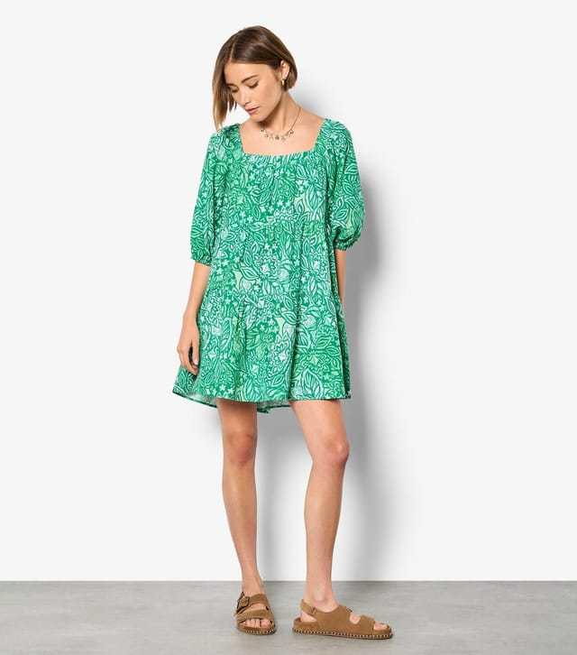 Apricot Women's Green Floral Print Tiered Dress Apricot New Look - 2