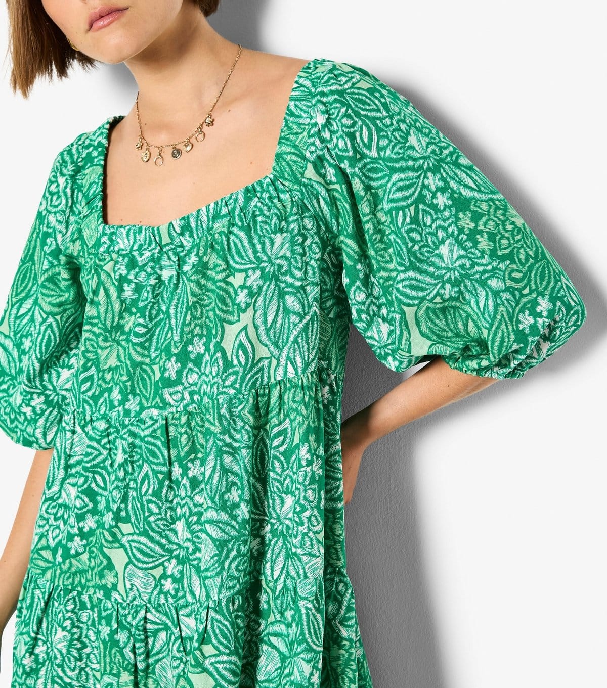 Apricot Women's Green Floral Print Tiered Dress Apricot New Look - 4