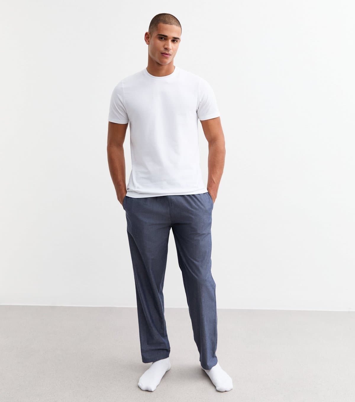 New Look Men's White Regular Long Cotton Pyjama Set New Look