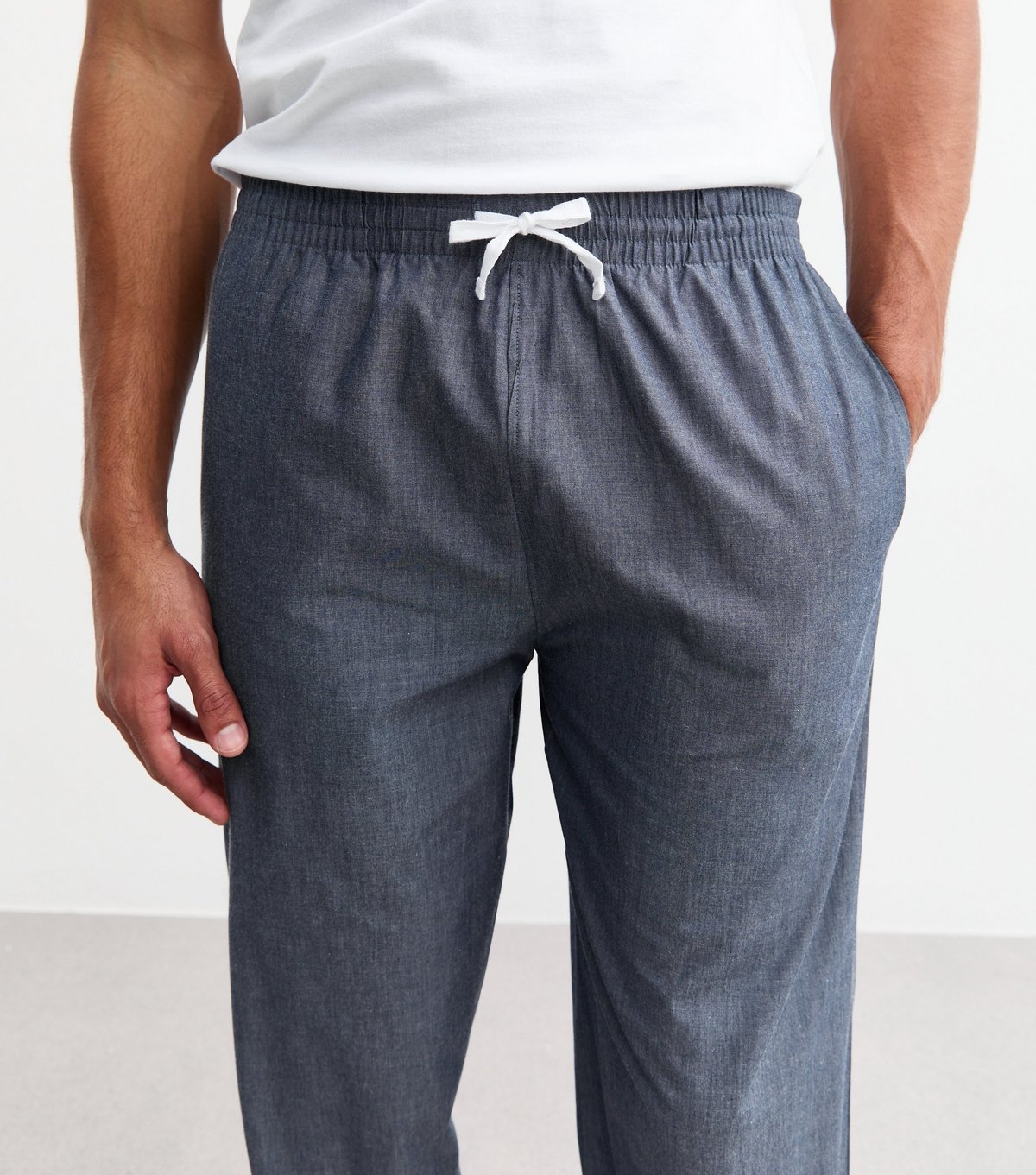 New Look Men's White Regular Long Cotton Pyjama Set New Look - 2