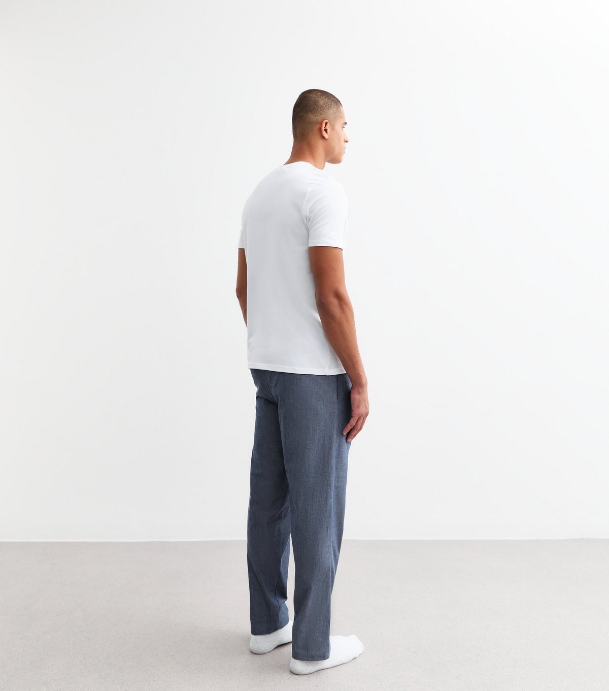 New Look Men's White Regular Long Cotton Pyjama Set New Look - 4