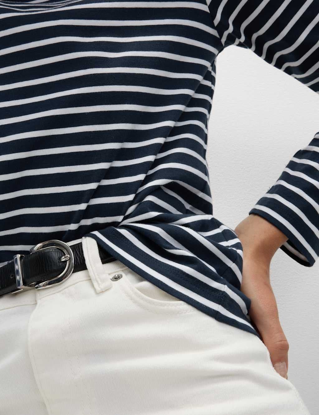 Marks & Spencer M&S Pure Cotton Everyday Fit Top Navy Mix