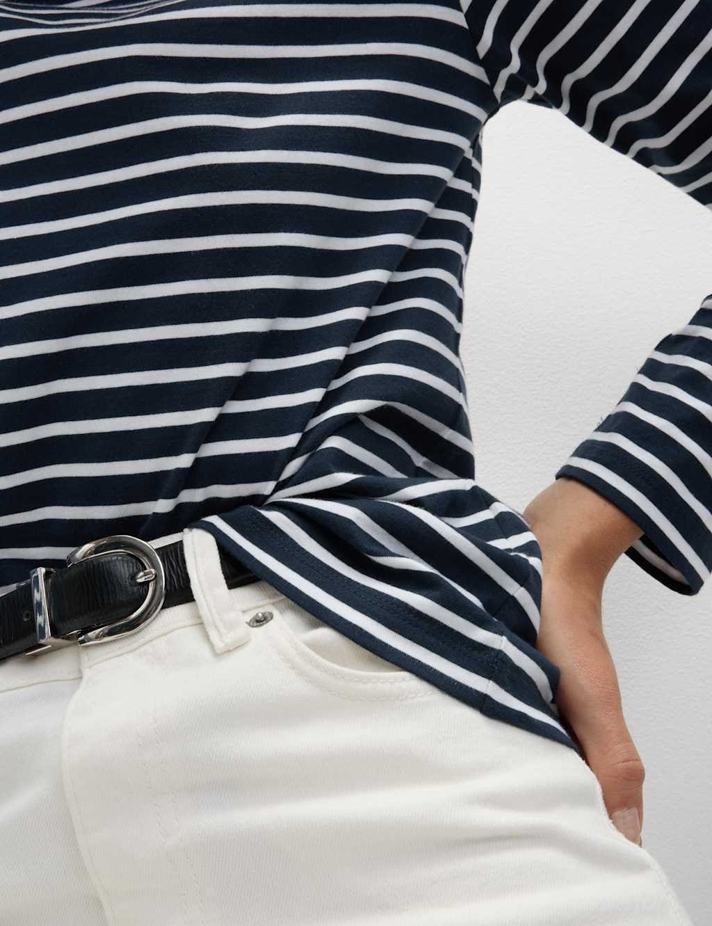 Marks & Spencer M&S Pure Cotton Everyday Fit Top Navy Mix - 1