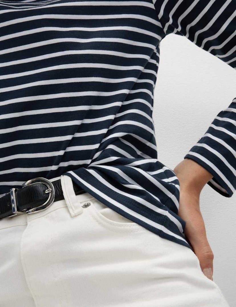 Marks & Spencer M&S Pure Cotton Everyday Fit Top Navy Mix - 1