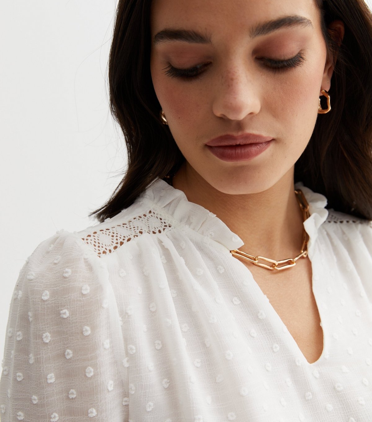 Gini London Women's White Embroidered Chiffon V Neck Blouse Gini London New Look - 2