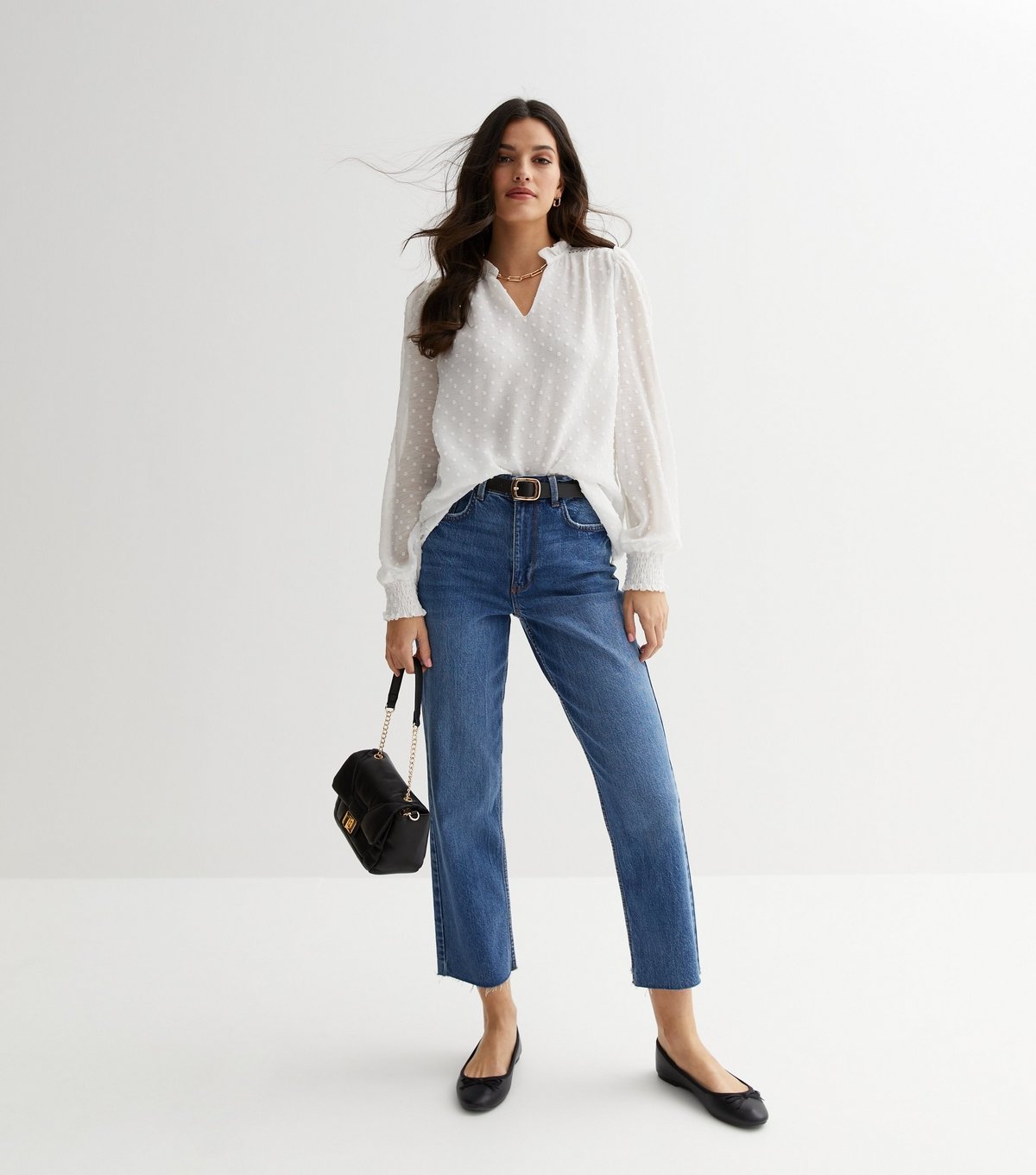 Gini London Women's White Embroidered Chiffon V Neck Blouse Gini London New Look - 3