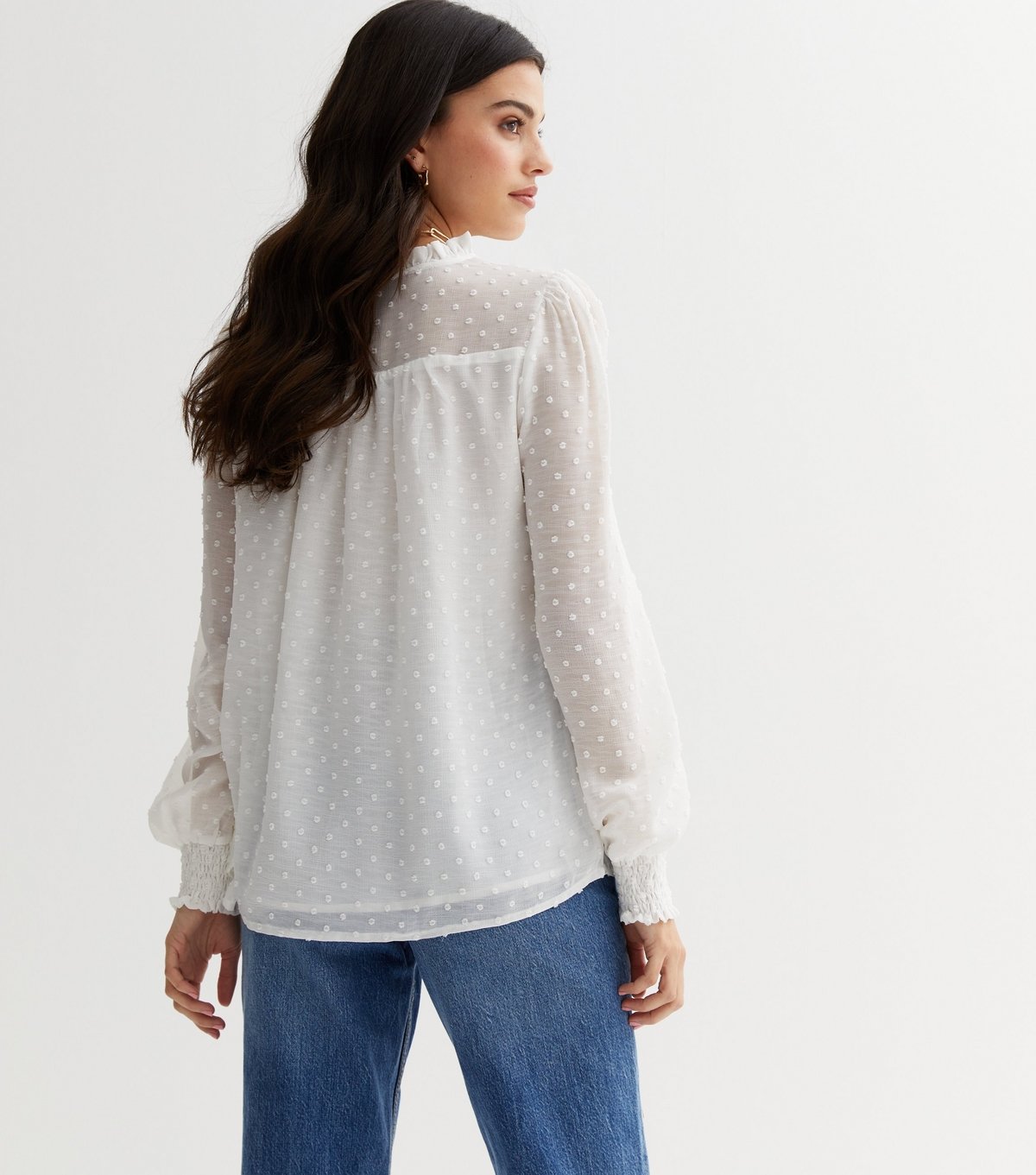 Gini London Women's White Embroidered Chiffon V Neck Blouse Gini London New Look - 4