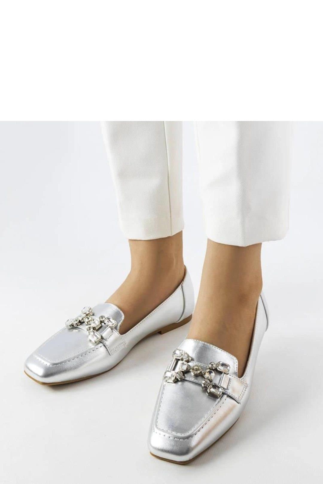 Love Lace Love Lace Silver Zircon Moccasins with Brown Sole