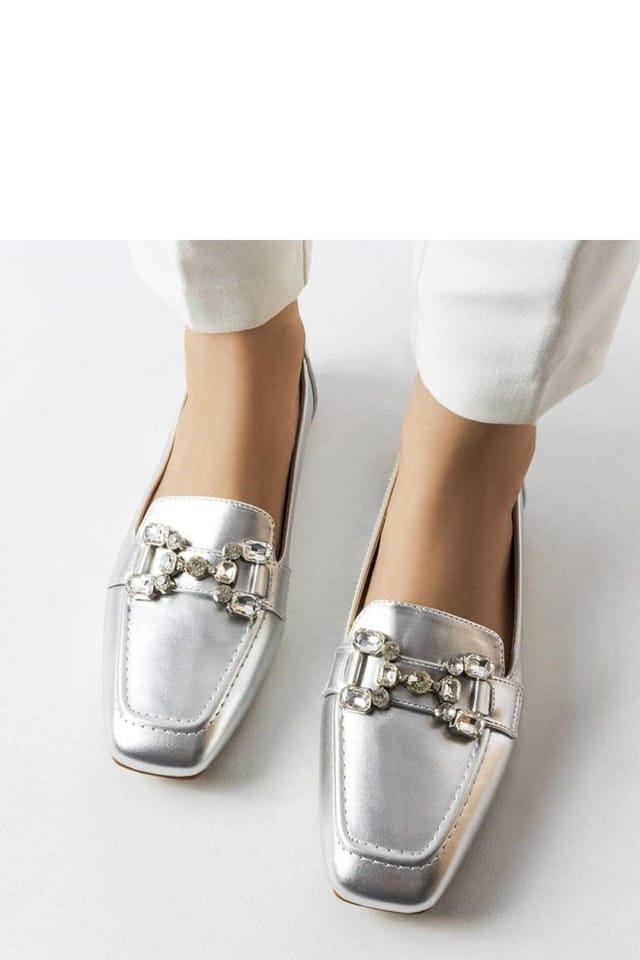 Love Lace Love Lace Women's Elegant Silver Zircon Slip On Moccasins Marechal Brown Sole - 3