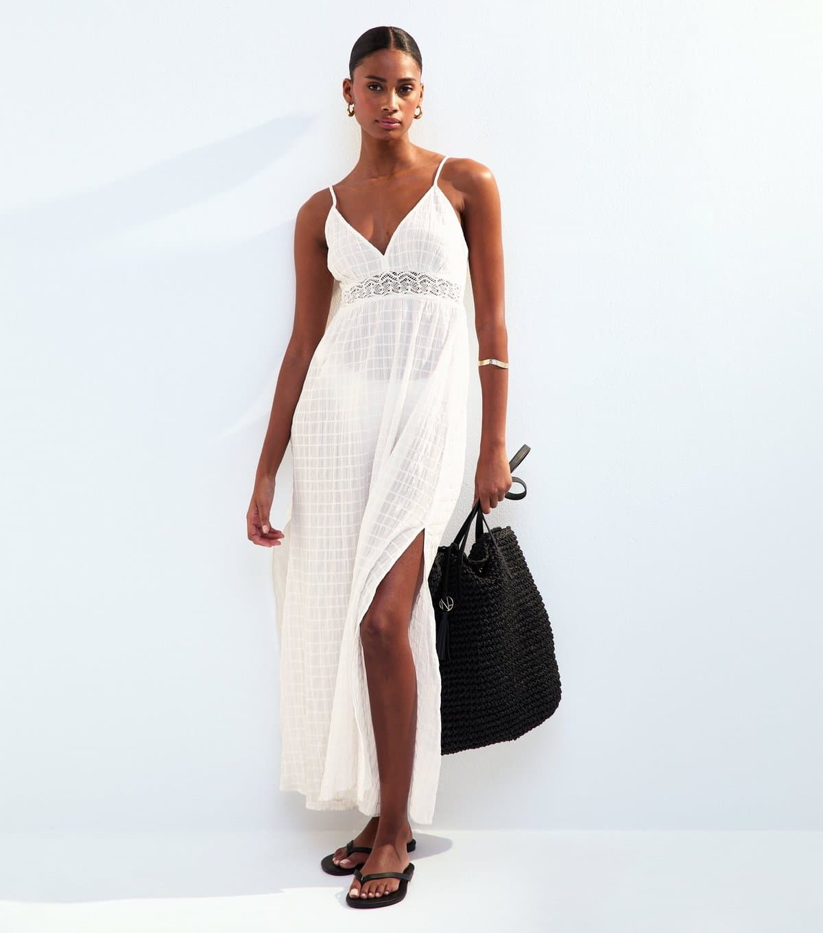New Look Women's White Lace Insert Maxi Dress New Look