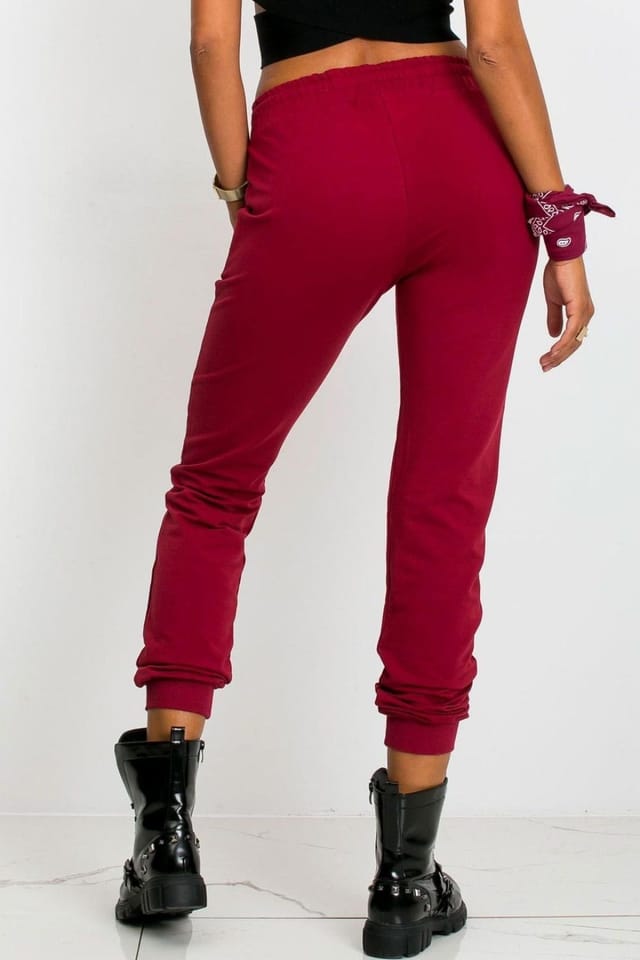 Love Lace Love Lace Women's Tailored Narrow Leg Sweatpants Tracksuit Trousers in Burgundy - 3