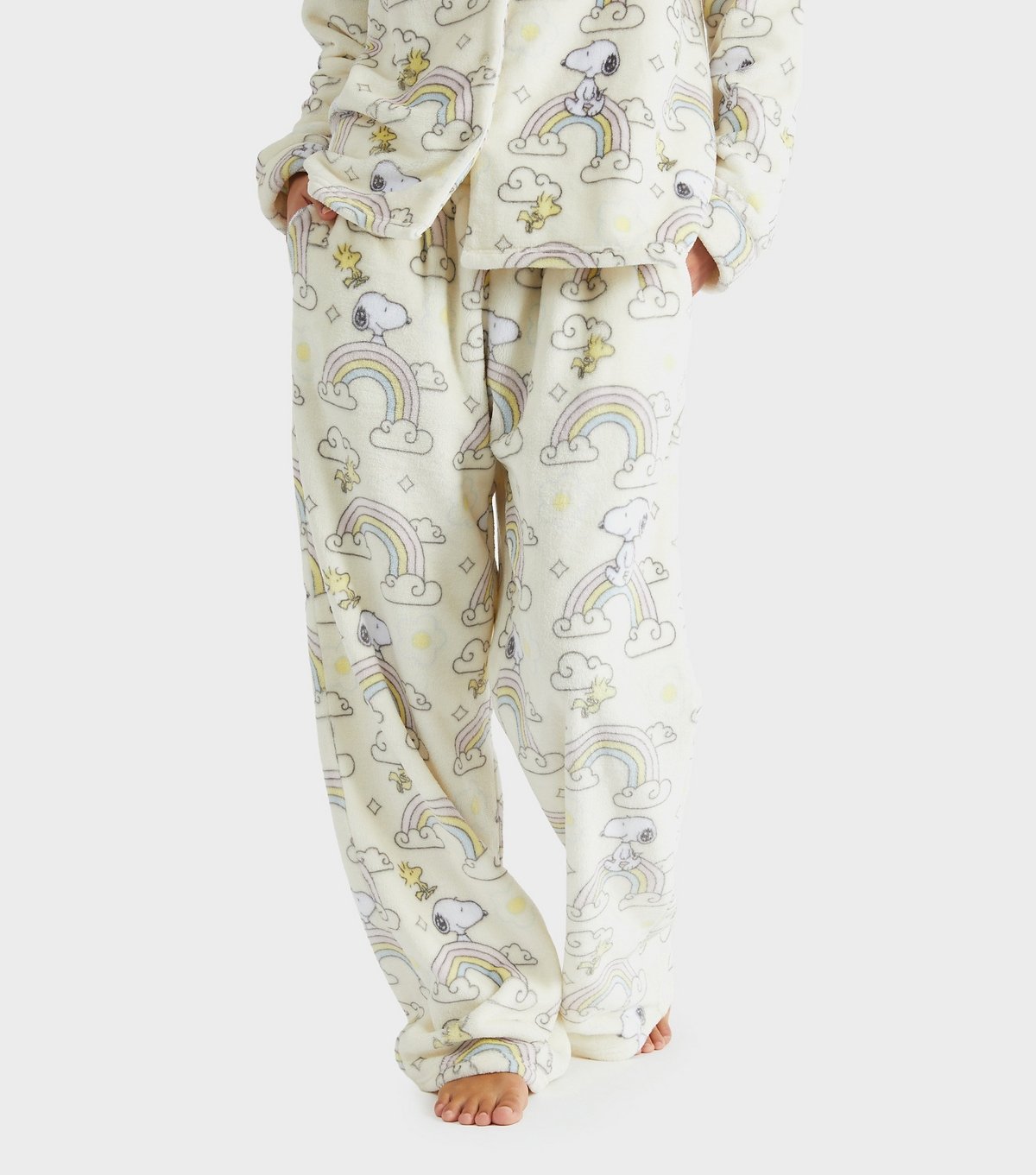 Skinnydip Women's White Snoopy Rainbow Fleece Pyjama Set Skinnydip New Look - 3