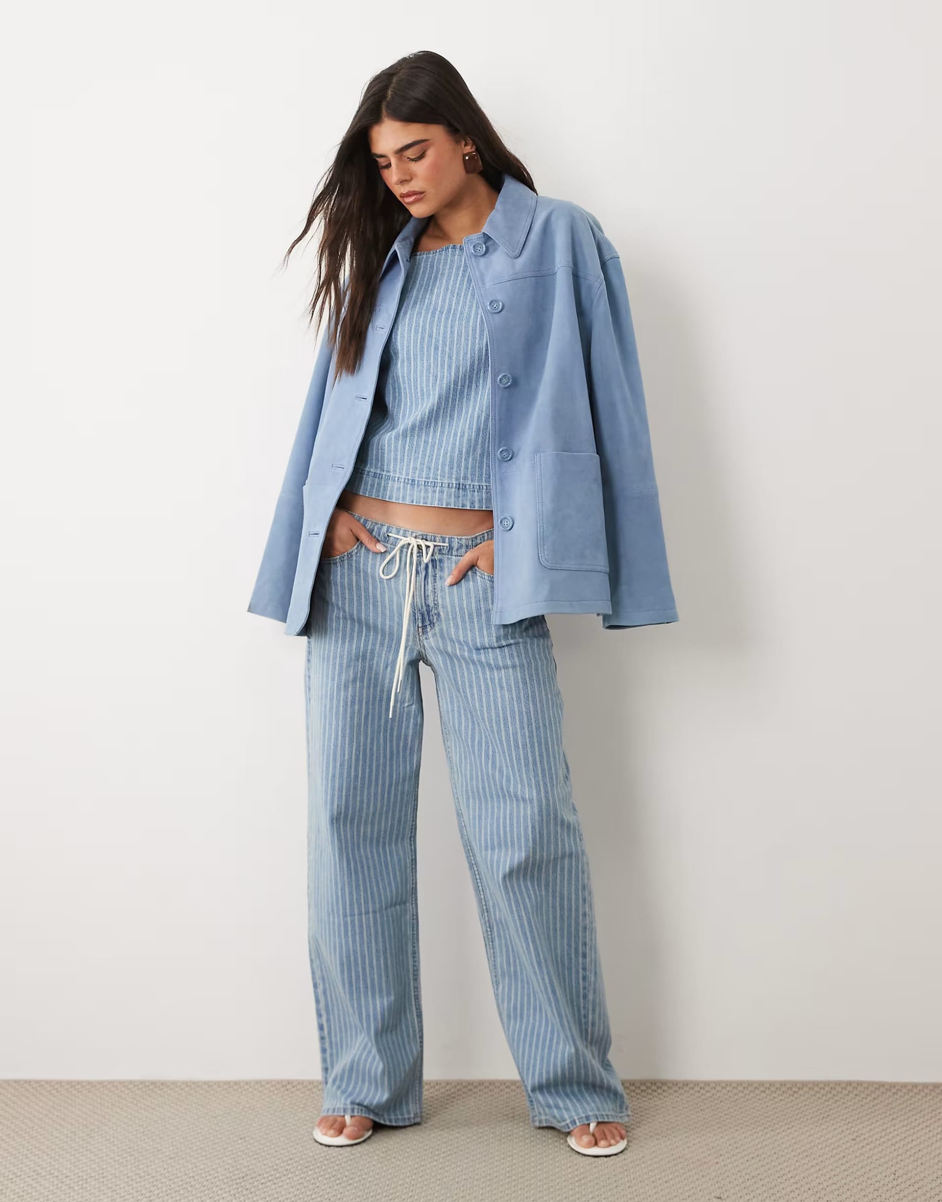 Abercrombie & Fitch Lightweight Denim Wide Leg Tie-Up Jeans