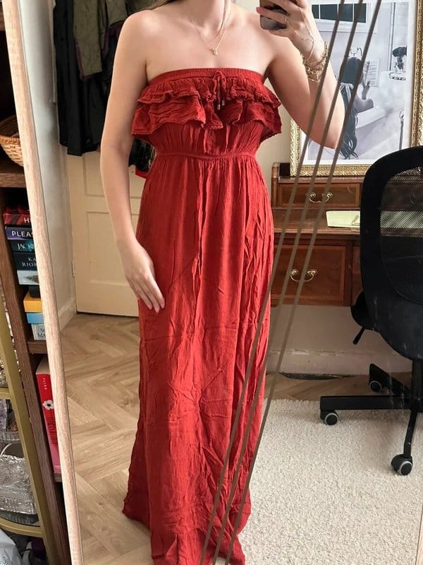 ASOS Burnt Orange Brown Strapless Maxi Summer Sundress