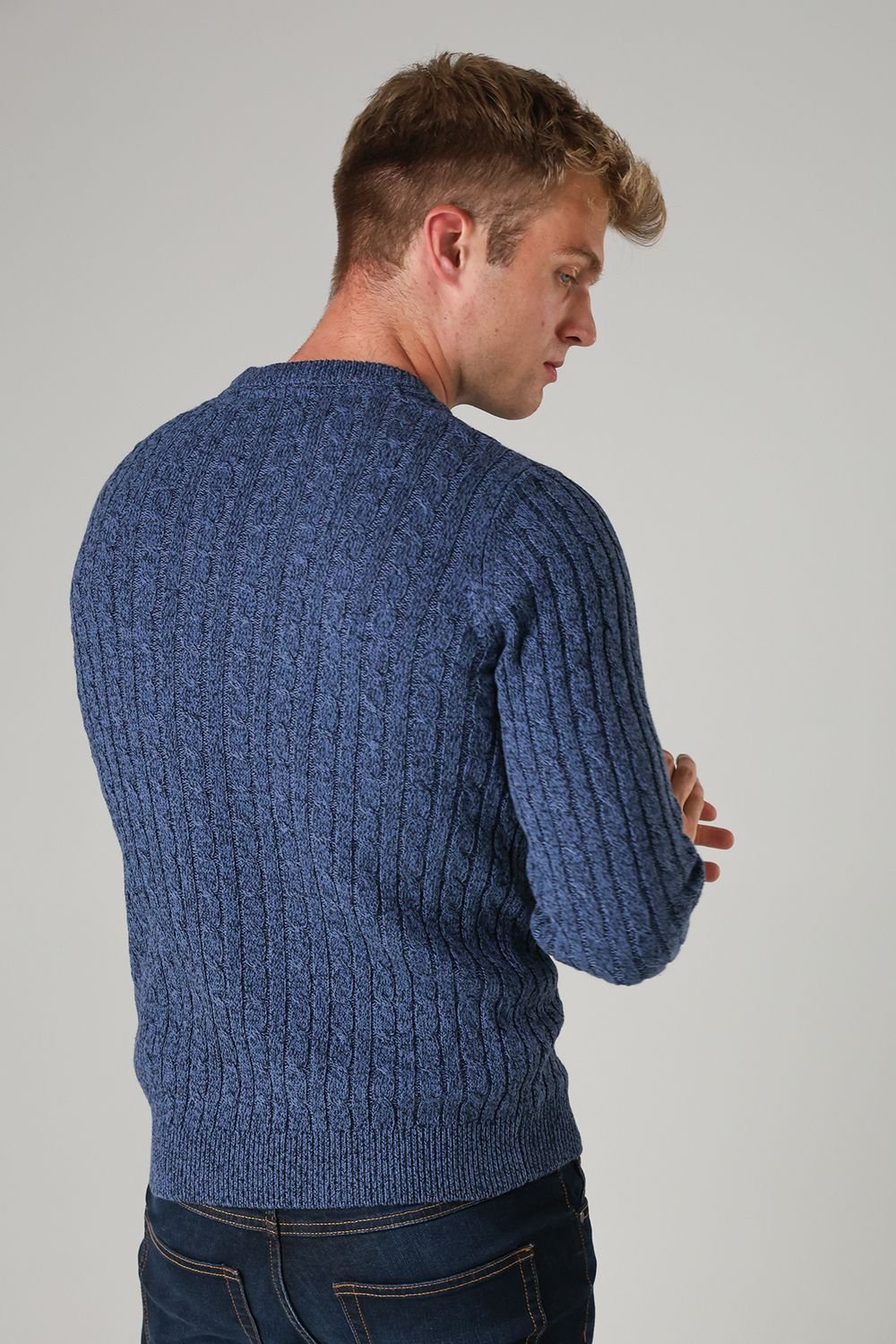 Tokyo Laundry Tokyo Laundry Men's Crew Neck Cotton Blend Jumper in Mid Blue - 2