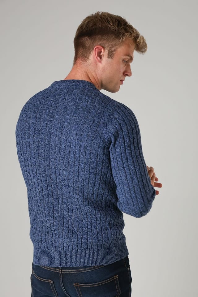 Tokyo Laundry Tokyo Laundry Men's Crew Neck Cotton Blend Jumper in Mid Blue - 2