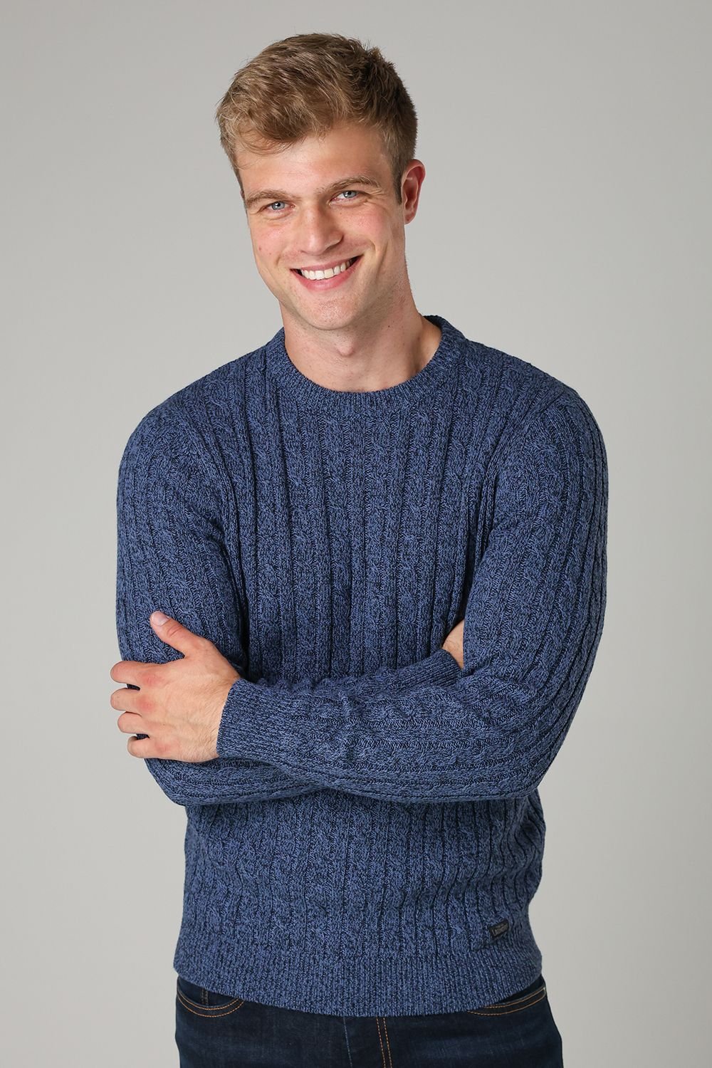 Tokyo Laundry Tokyo Laundry Men's Crew Neck Cotton Blend Jumper in Mid Blue - 4