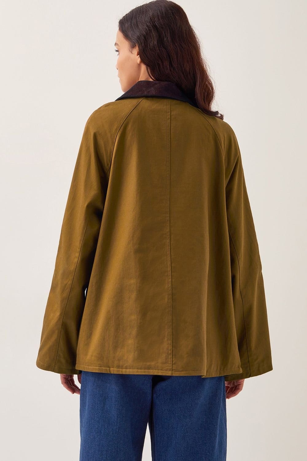 Monsoon Monsoon Women's Rosie Corduroy Collar Barn Jacket Gold in Olive - 4