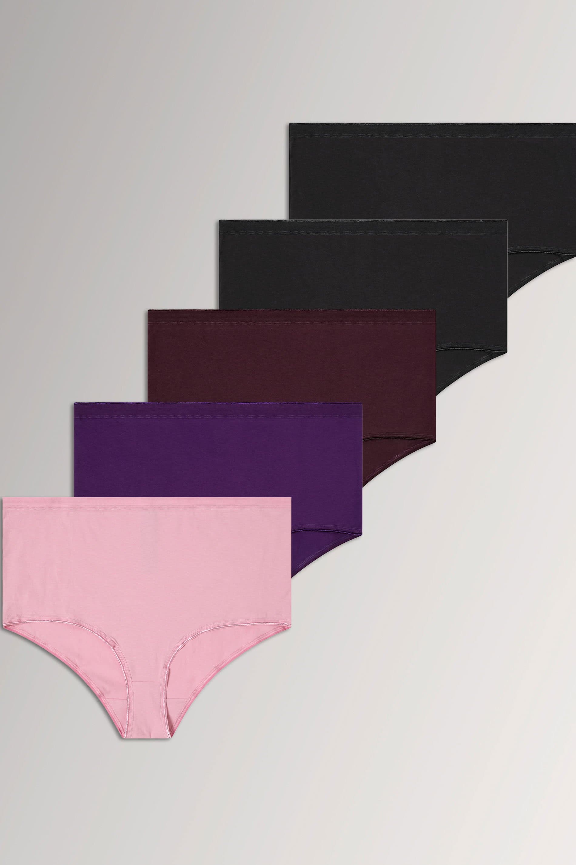 Yours 5 Pack Plus Size Purple & Pink Full Briefs