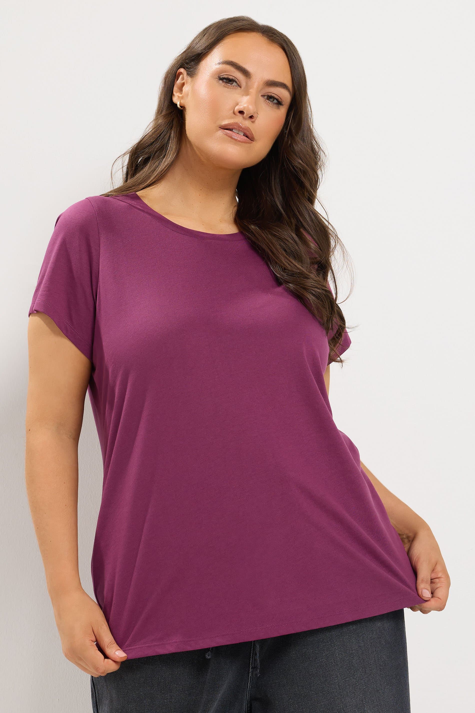 Yours Plus Size Purple Core Basic Tshirt