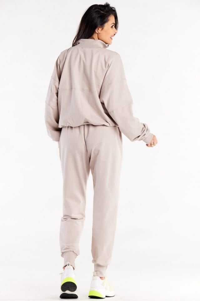 Love Lace Love Lace Women's Loose Track Pants With Vertical Seams in Beige - 3
