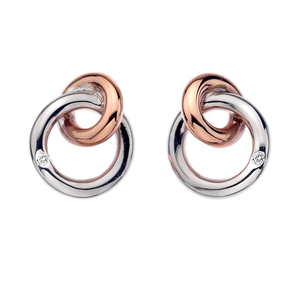 Hot Diamonds Hot Diamonds Women's Eternal Earrings - Rose Gold Plate Accents in Silver