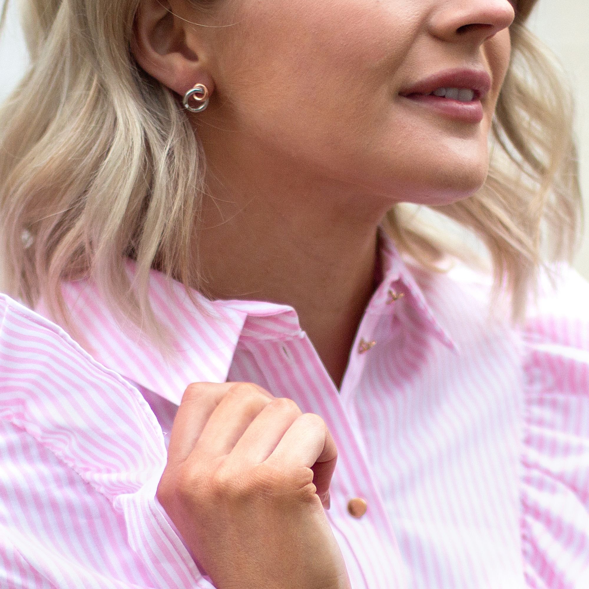 Hot Diamonds Hot Diamonds Women's Eternal Earrings - Rose Gold Plate Accents in Silver - 2