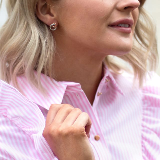 Hot Diamonds Hot Diamonds Women's Eternal Earrings - Rose Gold Plate Accents in Silver - 2