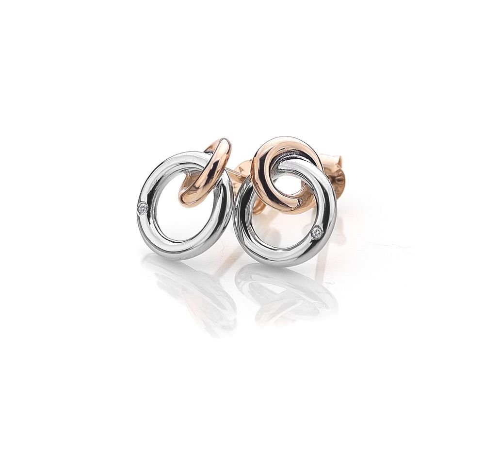 Hot Diamonds Hot Diamonds Women's Eternal Earrings - Rose Gold Plate Accents in Silver - 3