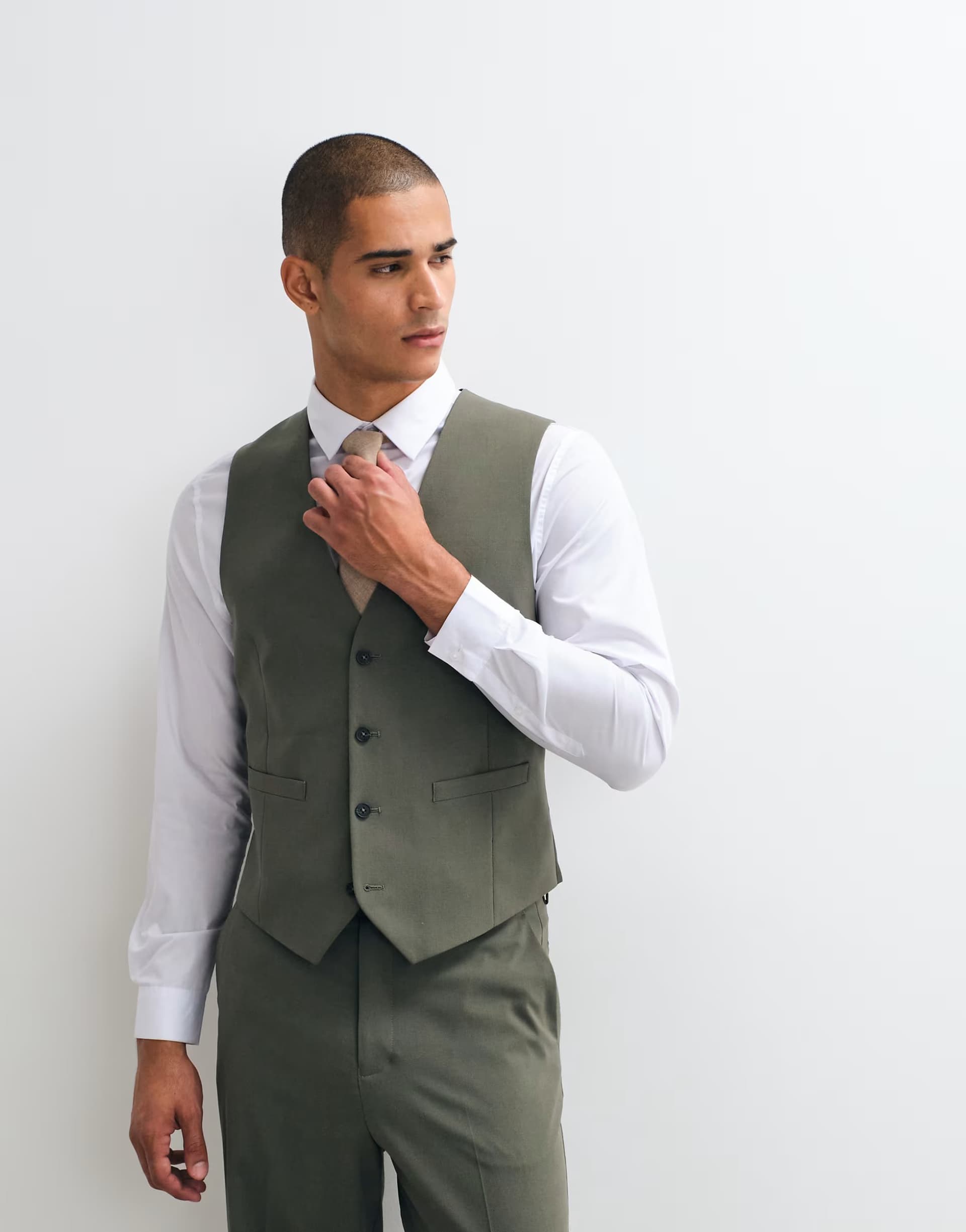 ASOS ASOS DESIGN slim suit waistcoat in mid khaki