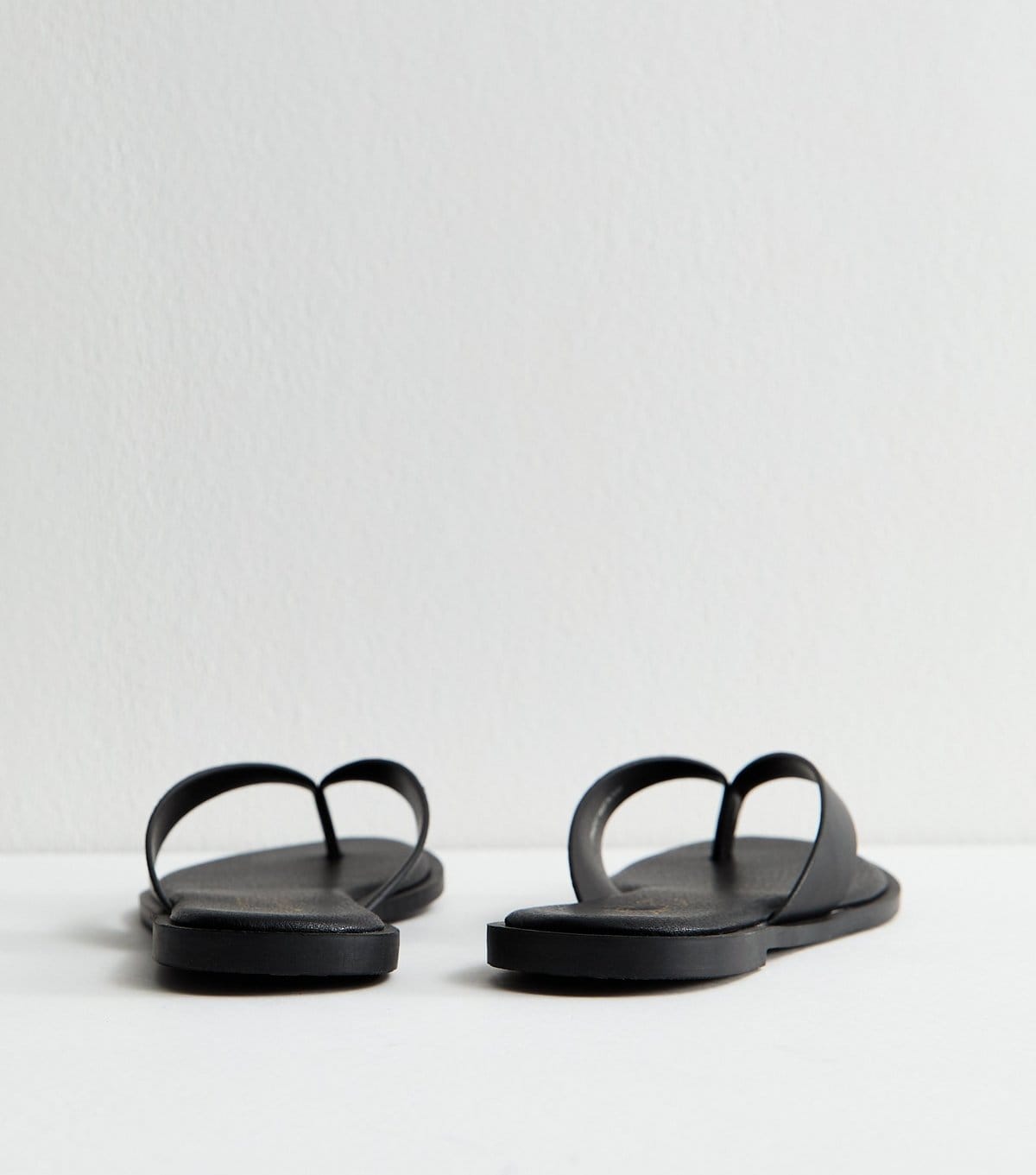 New Look Women's Black Faux Leather Toe Post Sandals Vegan New Look - 4