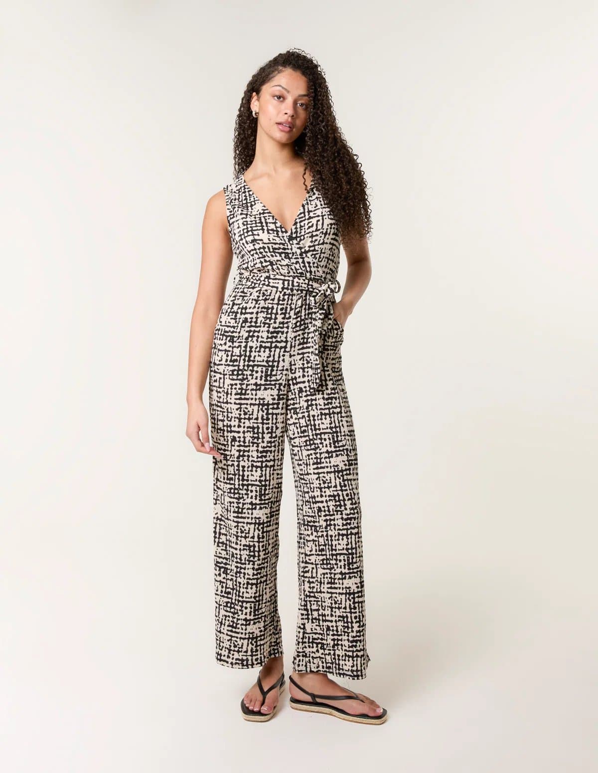 Blue Vanilla Sleeveless Belted Jumpsuit
