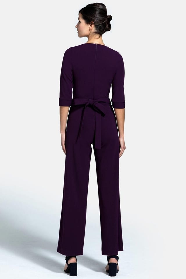 Hot Squash Hot Squash Women's Smart Scuba Jumpsuit with Buttons in Purple - 2