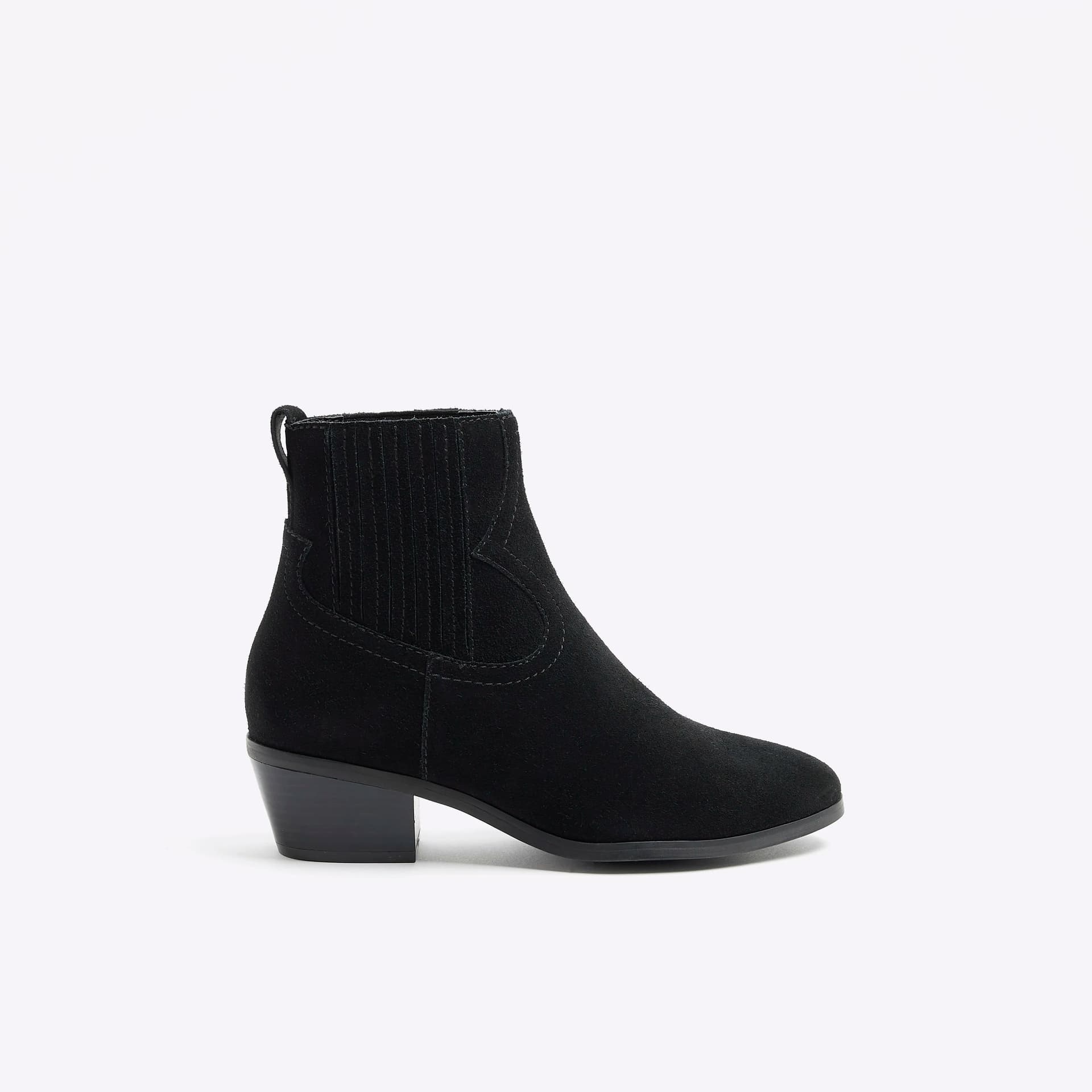 River Island River Island Womens Black Suede Western Ankle Boots