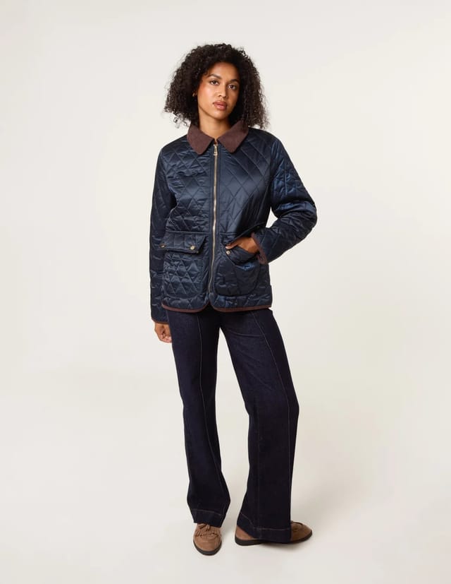 Blue Vanilla Diamond Quilted Cord Collar Coat - 2