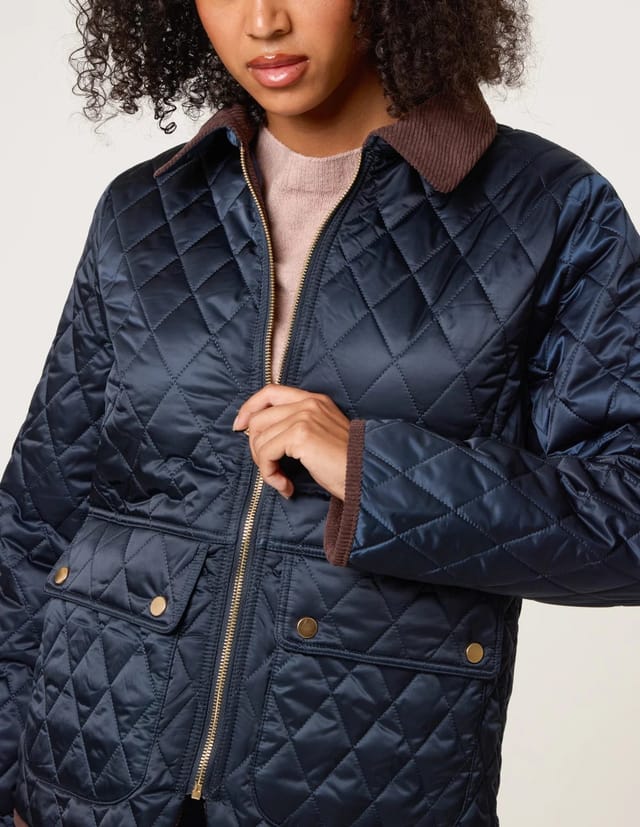 Blue Vanilla Diamond Quilted Cord Collar Coat - 3