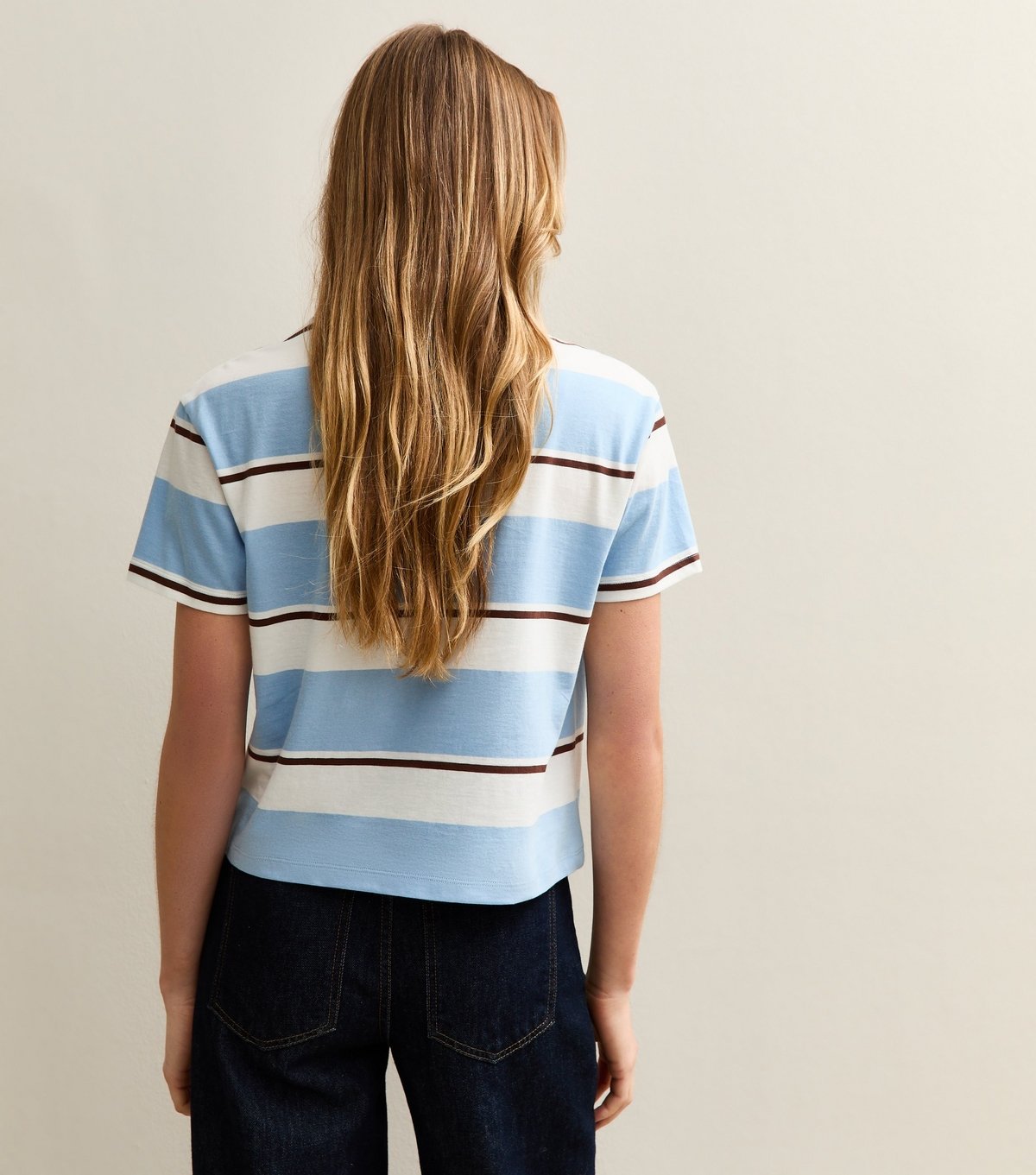 New Look Women's Light Blue Cotton Striped Boxy T-Shirt New Look - 4