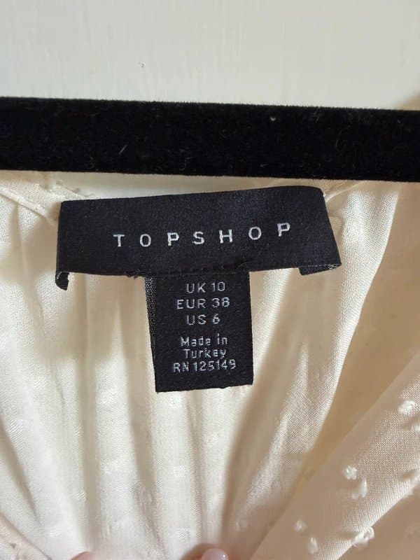 Topshop Topshop Cream Dobby Frill Sleeve Peplum Blouse UK 10