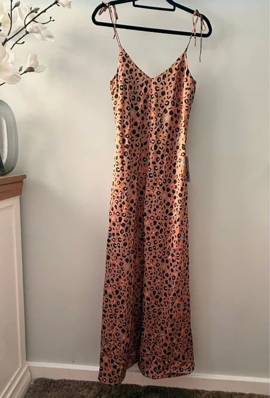 Never Fully Dressed Never Fully Dressed Wide Leg Jumpsuit in Leopard Print.