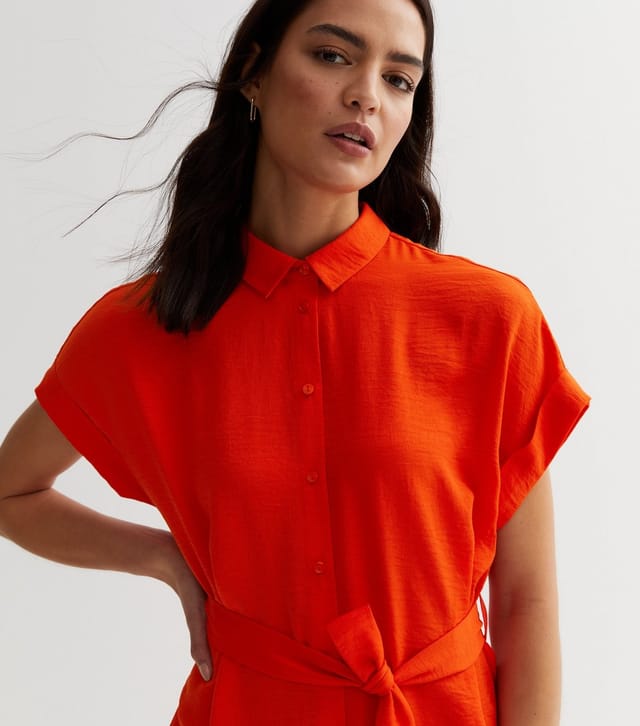 New Look Women's Red Belted Mini Shirt Dress New Look - 3