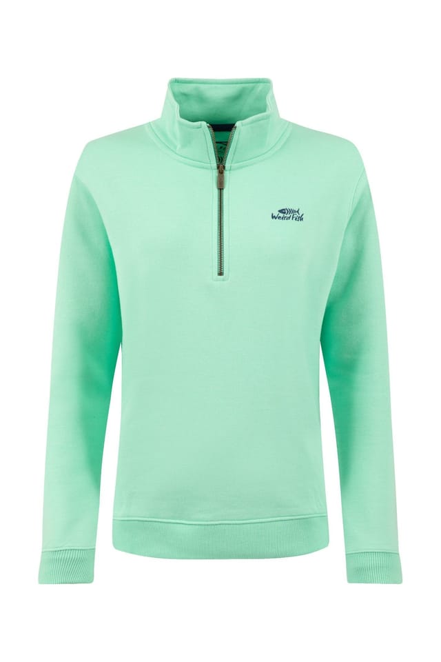 Weird Fish Weird Fish Women's Avery 1/4 Zip Sweatshirt in Light Green - 2