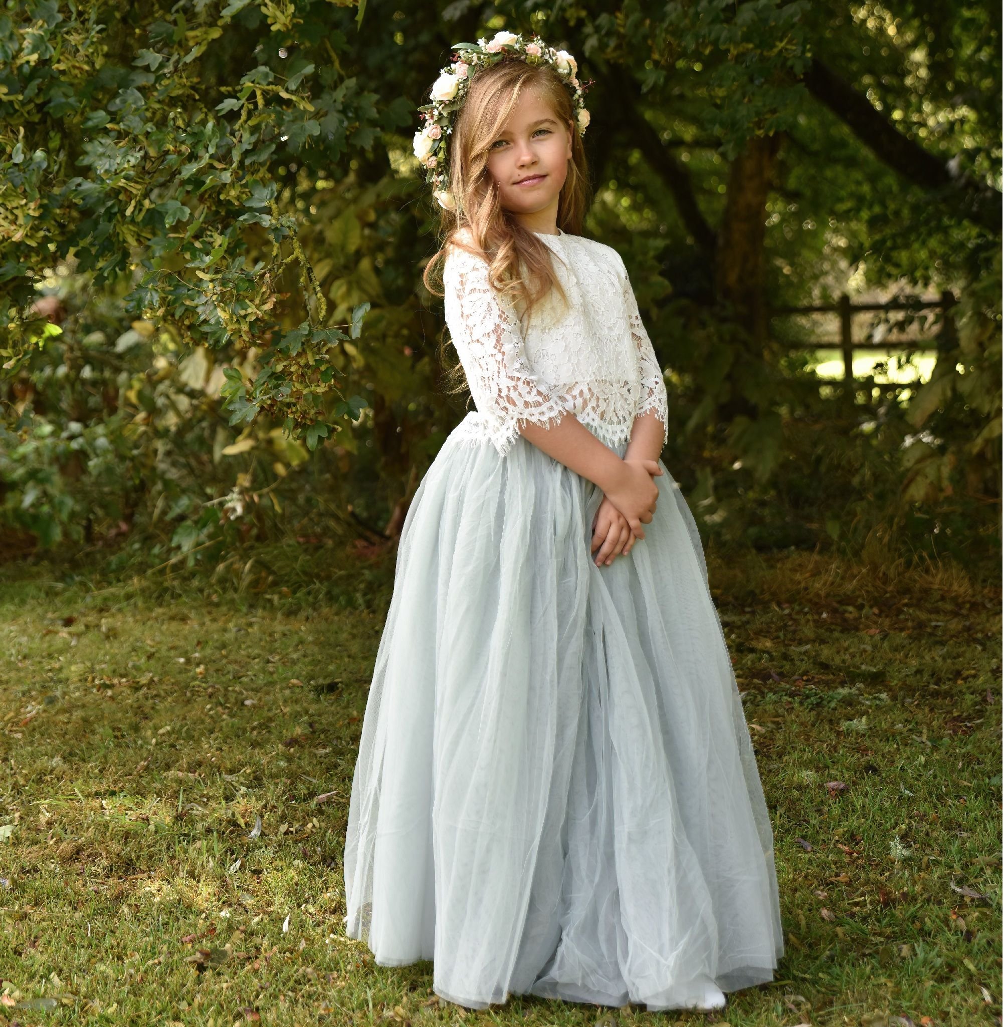 UK Flower Girl Boutique UK Flower Girl Boutique Women's Felicity Couture Flower Girl Set - Pistachio Green in Light Green - 2